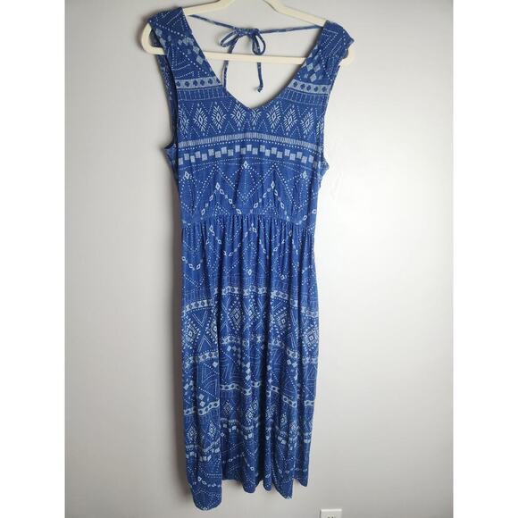 Fatface printed Midi Dress us sz 10 cotton eco natural beachy boho vacation - Picture 3 of 8